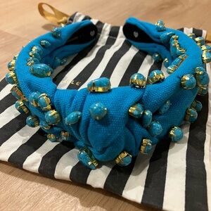 Lele Sadoughi Turquiose Candy Jewled Knotted Headband